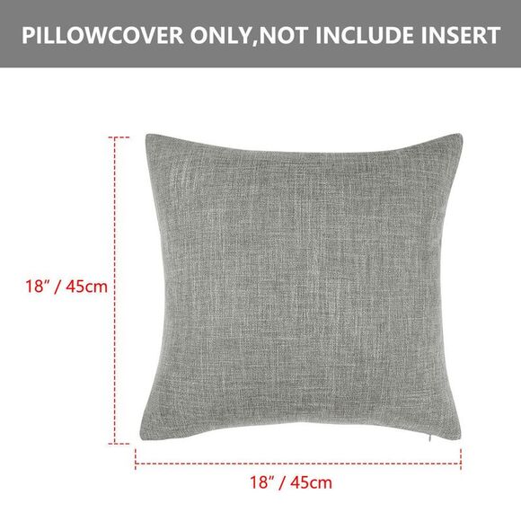 2pcs Linen Throw Pillow Covers Blank Cotton Square Cushion Cover Gray - Picture 4 of 6